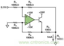 圖3.IOUT= 1 mA的示例電路。