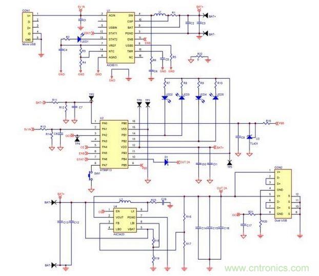 移動(dòng)電源電路。