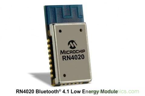 Microchip公司的RN4020模塊集成了包括天線在內完整的低功耗藍牙射頻電路。RN4020采用密封的10mm x17mm x 2mm封裝，內置有板載陶瓷天線、2.4GHz的低功耗藍牙收發(fā)器、帶完整的嵌入式低功耗藍牙協(xié)議棧的微控制器以及UART和USB接口。