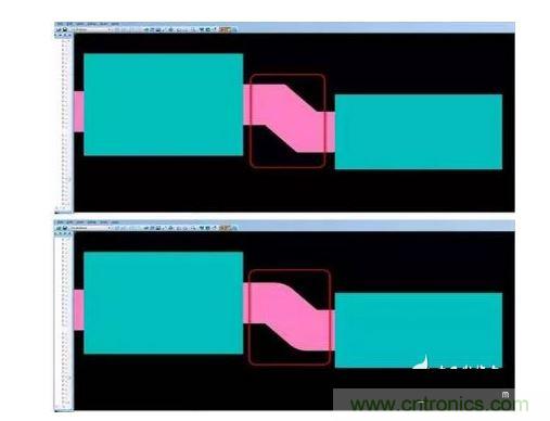 有效的PCB 設計工具會自動考慮用于繪制形狀的線型，以計算準確的線條寬度，幫助您輕松創(chuàng)建尖拐角。