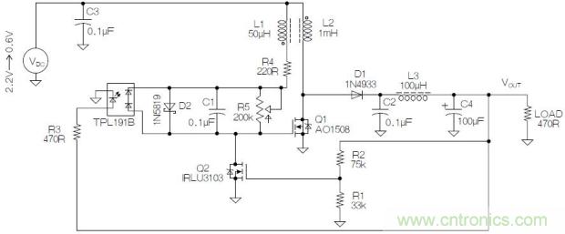 圖2：基于MOSFET的焦耳小偷電路。