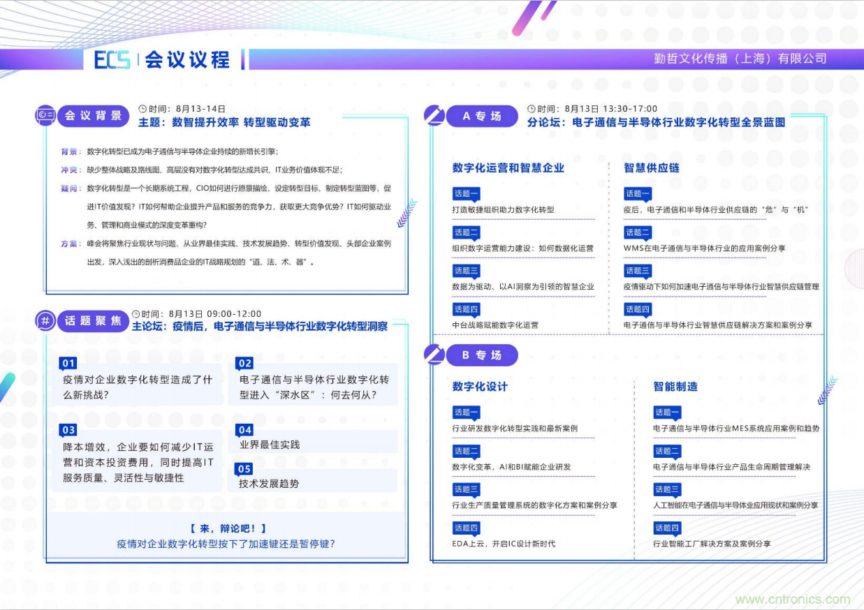 ECS 2020|第二屆中國電子通信與半導(dǎo)體CIO峰會(huì)正式啟動(dòng)！