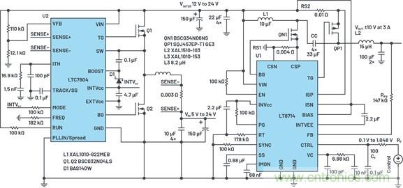 通過(guò)5 V至24 V輸入提供雙極性、雙向DC-DC流入和流出電流